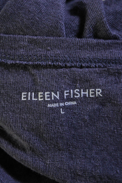 Eileen Fisher Womens Scoop Neck Boxy Tank Top Purple Linen Size Large