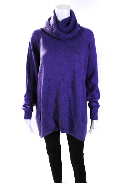 Eileen Fisher Womens Pullover Oversized Turtleneck Sweater Purple Wool Size XL
