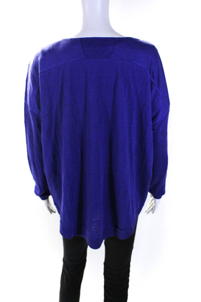Eileen Fisher Womens Long Sleeve Oversized Linen Shirt Purple Size Large