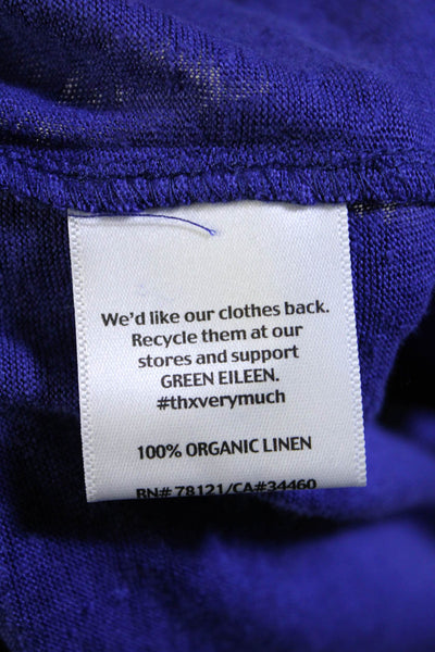 Eileen Fisher Womens Long Sleeve Oversized Linen Shirt Purple Size Large