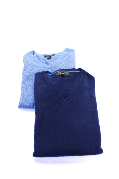 Banana Republic Mens Blue Silk V-Neck Long Sleeve Sweater Top Size L lot 2