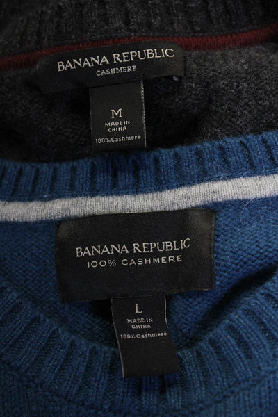 Banana Republic Mens Dark Teal Cashmere Crew Neck Sweater Top Size L M Lot 2