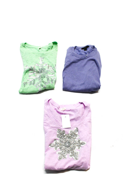 J Crew Womens Cotton Floral Embroidered Pullover Tops Purple Size M Lot 3