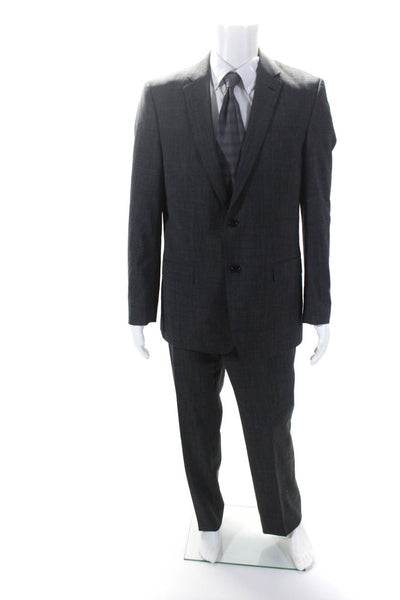 Versace Collection Mens Two Button Blazer Pleated Trousers Suit Black Size 52 R