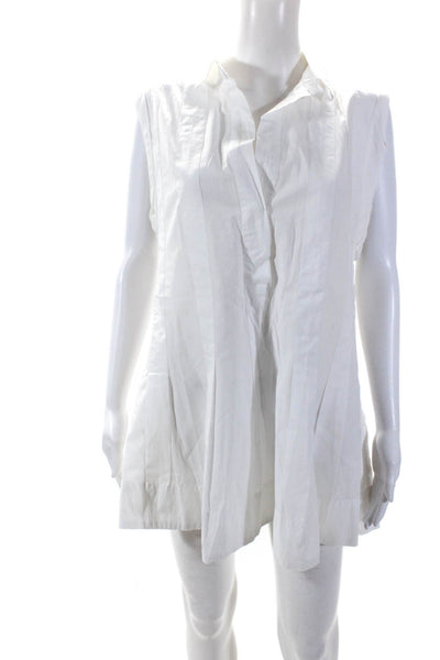 Free People Womens Sleeveless Collared V Neck Mini Shirt Dress White Size Small