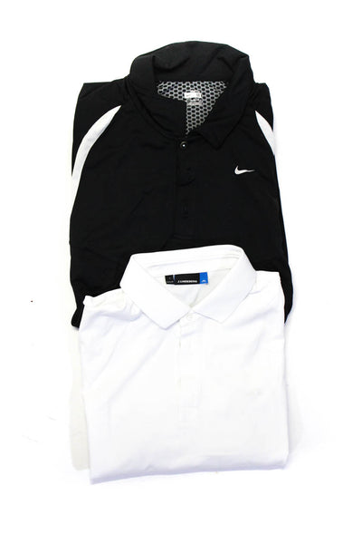 J. Lindeberg Nike Mens Short Sleeve Collared Polo Shirt White Size L M Lot 2