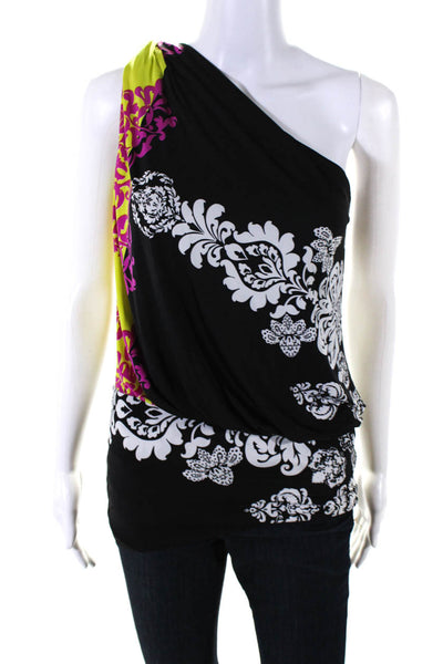 Analili Women's Sleeveless One Shoulder Drop Waist Floral Blouse Size XS