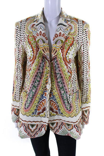Zara Womens Abstract Print Lined One Button Blazer Jacket Multicolor Size M