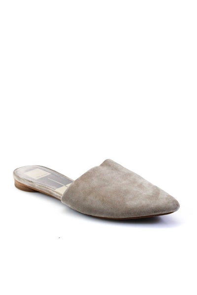 Dolce Vita Womens Suede Pointed Toe Slip-On Elastic Mules Flats Beige Size 8