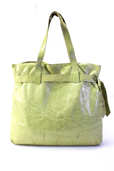 Roberta Gandolfi Crinkled Leather Knotted Accent Frame Shoulder Handbag Green