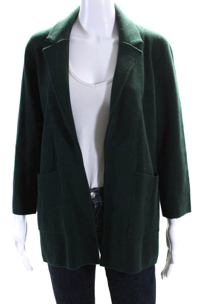 J Crew 365 Womens Cotton Collared Open Front Cardigan Sweater Green Size XS