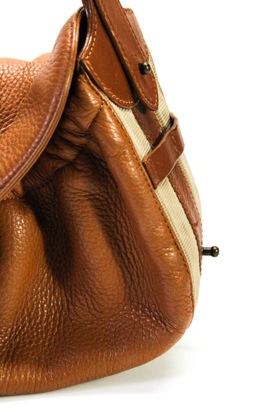 Cynthia Rowley Womens Leather Adjustable Strap Foldover Shoulder Bag Purse Brown