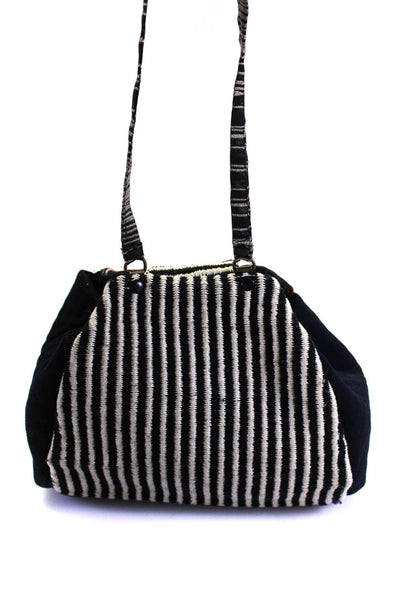 Deborah Cross Womens Turn Lock Triangular Striped Mini Shoulder Bag Black Size S