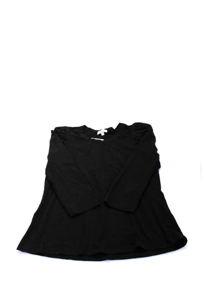 ALC Girls Cotton Long Sleeve Round Neck T shirt Blouse Black Size S