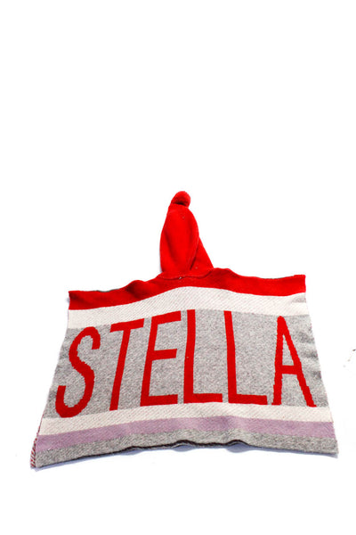 Stella McCartney Girls Knit Hooded Poncho Sweater Red Size 8