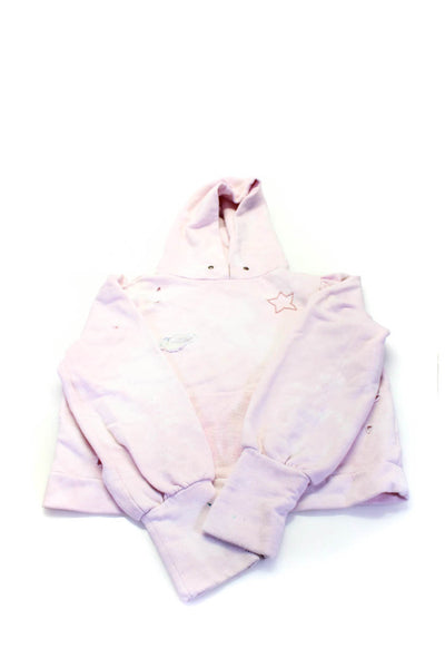 Love Shack Fancy Womens Cotton Distressed Embroidered Hoodie Pink Size S
