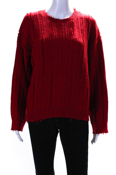 R+A Womens Long Sleeves Pullover Crew Neck Sweater Red Size Small