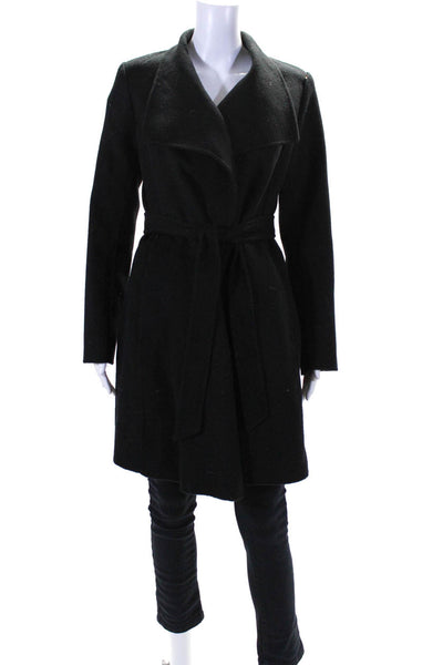 Banana Republic Womens Black Wool Cowl Neck Belt Long Sleeve Coat Size S