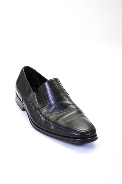 Bruno Magli Mens Slip On Square Toe Loafers Black Leather Size 9.5W