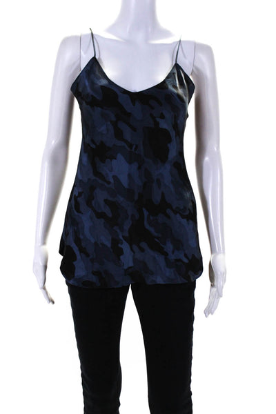 Nili Lotan Womens Silk Camouflage Print Tank Top Blue Black Size Small