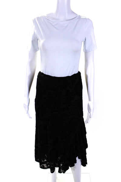 Ralph Lauren Black Label Womens Velvet Ruffle Trim Skirt Black Size 14