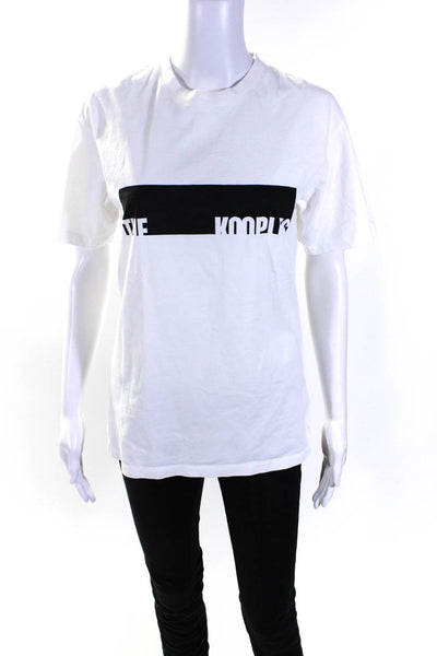 The Kooples Womens Graphic Crew Neck Short Sleeved T Shirt White Black Size S