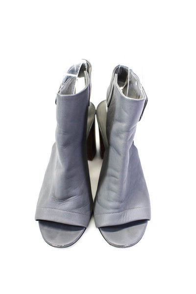 Vince Womens Leather Open Toe Gloved Ankle Strap Boots Light Gray Size 6US 36EU