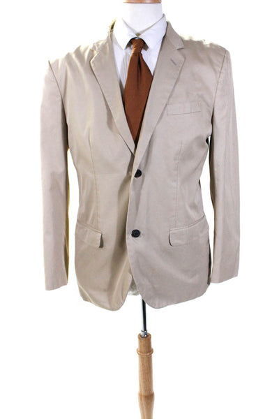 Marc Jacobs Mens Khaki Cotton Two Button Long Sleeve Blazer Jacket Size 54