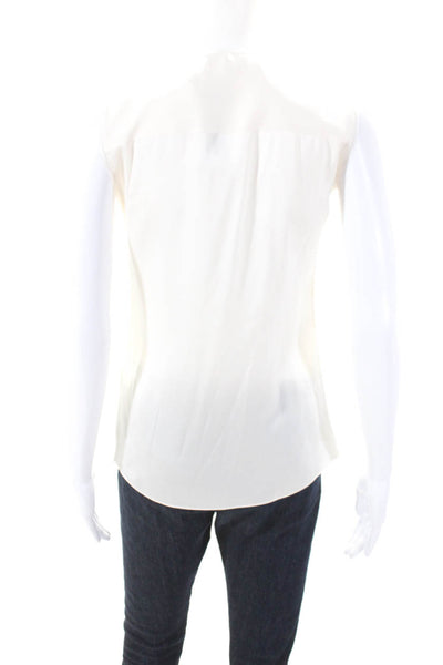 Elie Tahari Womens White Crew Neck Sleeveless Drape Detail Blouse Top Size XS