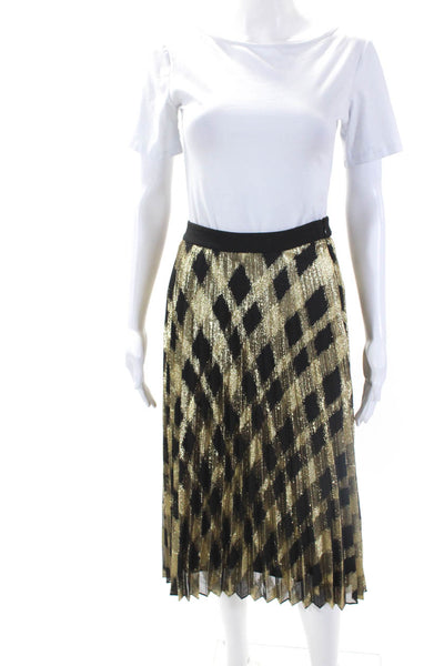 Tara Jarmon Women's Zip Hook Closure Pleated Line Glitter Maxi Skirt Size 36