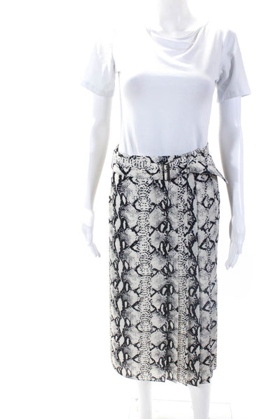 Jason Wu Women's Belted Pleated Lined Snake Print Midi Skirt Size 4