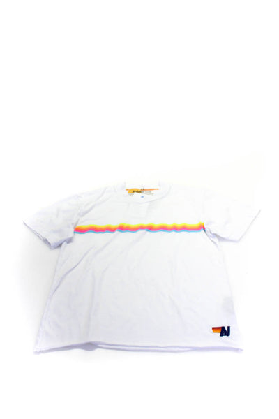 Aviator Nation Girls Cotton Short Sleeve Graphic Print T shirt White Size XS