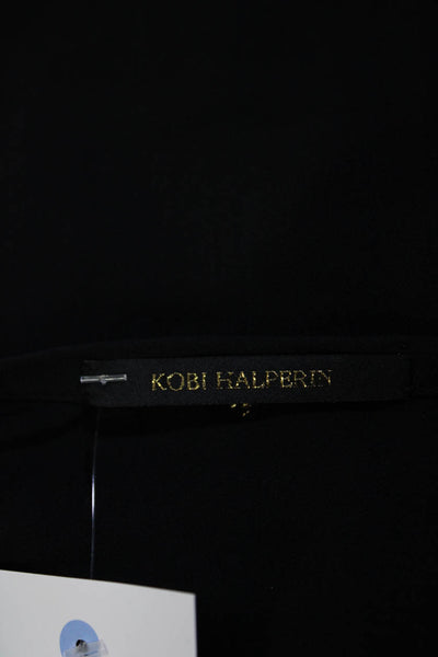 Kobi Halperin Womens Silk Embroidered Button Up Blouse Top Black Size M