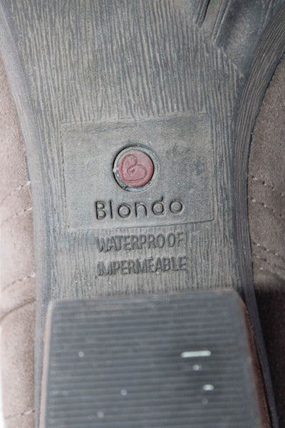 Blondo Womens Side Zip Block Heel Round Toe Ankle Booties Brown Suede Size 10M