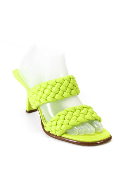 Michael Michael Kors Womens Faux Leather Braided Sandals Heels Green Size 8