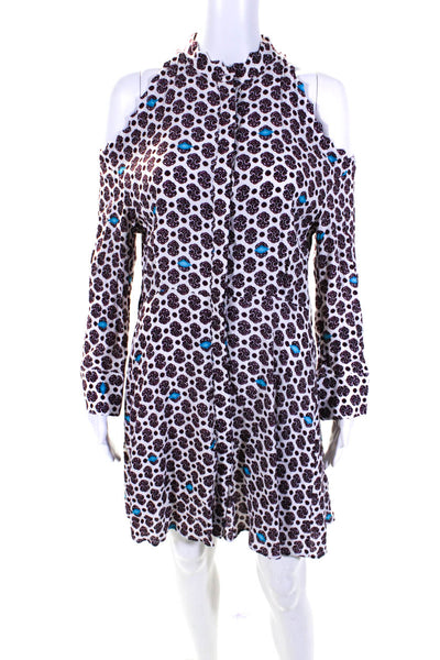 Maje Womens Abstract Print Long Sleeves A Line Dress Multi Colored Size 1