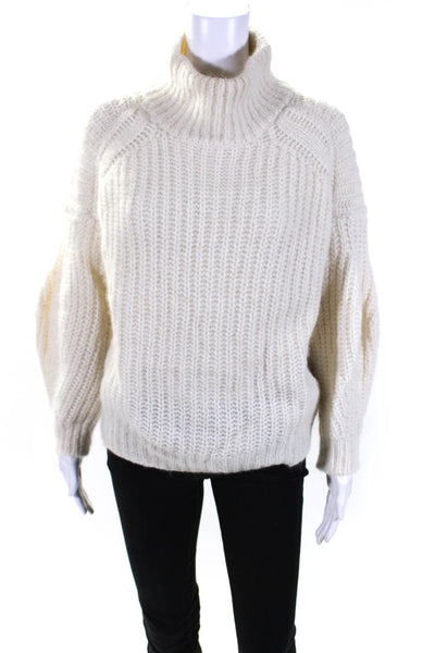 Ba&Sh Womens Oversized 3/4 Sleeve Mock Neck Sweater White Alpaca Size 4