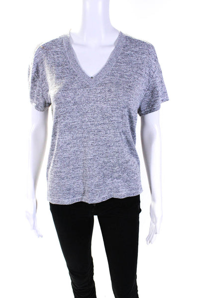 Rag & Bone Womens Short Sleeve V Neck Knit Tee Shirt Gray Size Extra Small