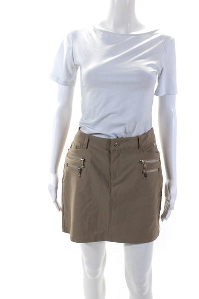 MDC Womens Zipper Fly Lightweight Mini Skort Shorts Brown Size IT 40