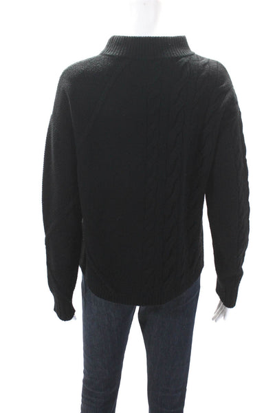 Max Mara Womens Pullover Oversized Mock Neck Sweater Black Wool Size Medium