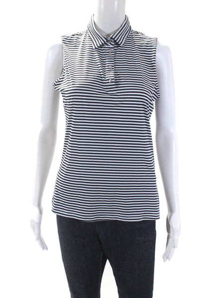 Post Card Womens Sleeveless Collared Striped Knit Top Black White Size IT 44