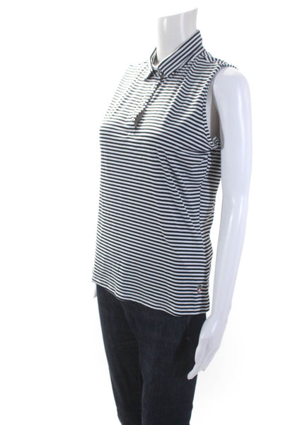 Post Card Womens Sleeveless Collared Striped Knit Top Black White Size IT 44