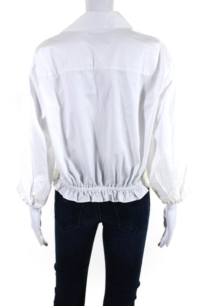 Cara Cara Womens Button Front 3/4 Sleeve Shirt White Cotton Size Extra Small