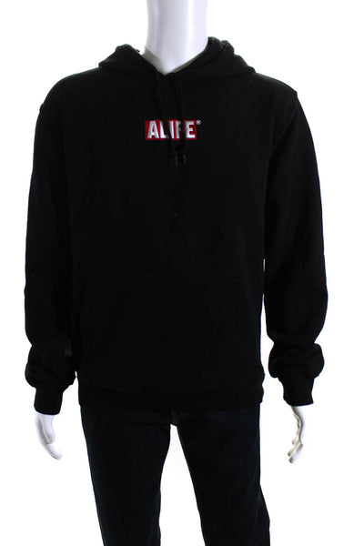 Alife Mens Embroidered Long Sleeved Hoodie Sweatshirt Black Red White Size M
