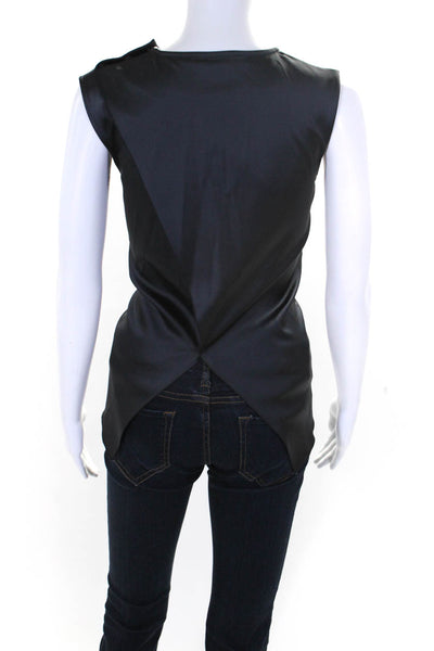 ACNE Studios Womens Round Neck Buttoned Shoulder Sleeveless Blouse Blue Size 34