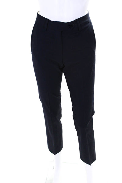 Kiton Womens Woven Slim Straight Leg Flat Front Dress Pants Navy Blue Size 40