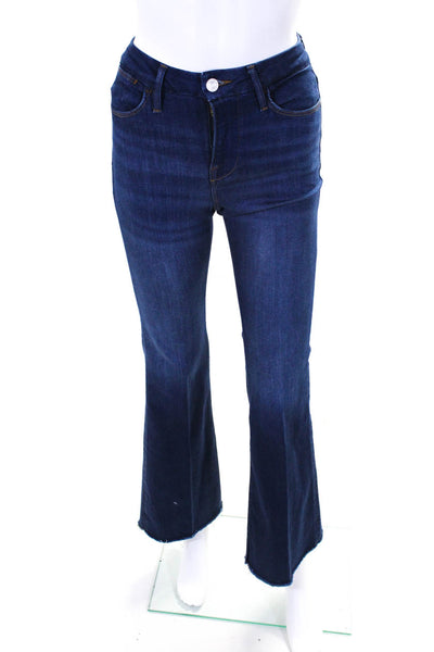 Frame Womens Le Easy Flare Leg High Rise Slim Fit Dark Wash Jeans Blue Size 24