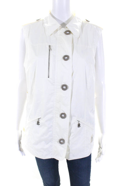 Bogner Womens Full Zipper Light Vest Jacket White Size 12