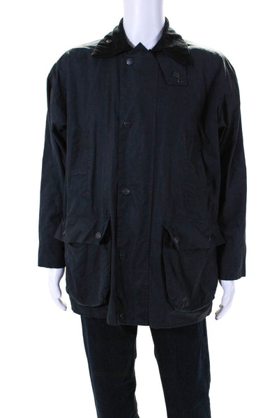 Mc Orvis Mens Dark Gray Corduroy Collar Zip Long Sleeve Parka Jacket Size S