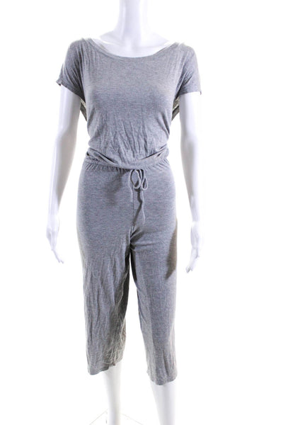Eberjey Womens Short Sleeves Pajama Jumpsuit Heather Gray Size Large